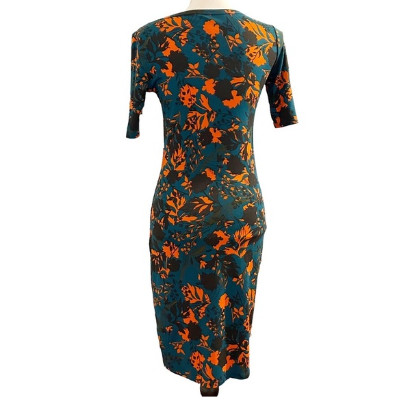 NEW LuLaRoe Julia Bodycon Stretch Jersey Knit Dress Women’s SZ XS Green Floral - Picture 5 of 8